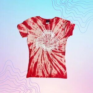 STEP AHEAD Ohio State University Red Tie-Dye Graphic Tee